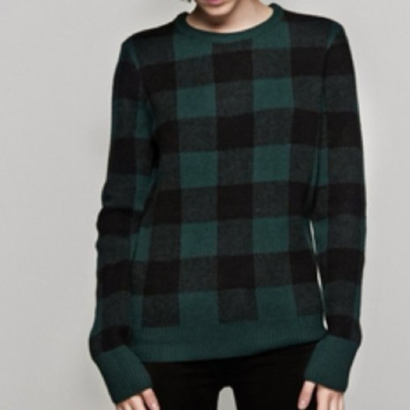 Equipment Shane Green Black Plaid Wool Sweater Small - Picture 1 of 10